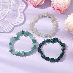 3 Stück Stretch-Armband-Sets aus natürlichem grünem Aventurin&nbsp;BJEW-JB10862