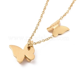 Ionenbeschichtung (IP) 304 Edelstahl 3D Schmetterling Anhänger Halskette für Frauen&nbsp;LS-NJEW-A004-27G