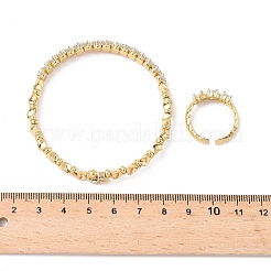 Ovale Messing-Armreif- und Ring-Sets mit Mikropflaster und Zirkonia für Damen&nbsp;SJEW-R002-06G-08