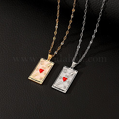 Collane con ciondolo a forma di carta dei tarocchi dell'amore in ottone smaltato rosso&nbsp;WH-WGEA1FC-01