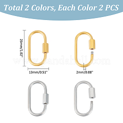4 Stück 2 Farben 304 Edelstahl Schraubkarabiner Schloss Charms&nbsp;STAS-UN0053-34