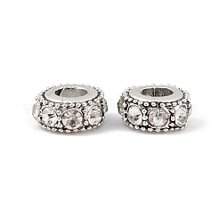 Flache runde antiken überzogenen Silber-Legierung Strass European Beads&nbsp;ALRI-Q228-10H