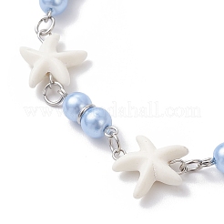 3 Stück synthetische türkisfarbene Seestern-Gliederarmbänder für Frauen&nbsp;BJEW-JB12469