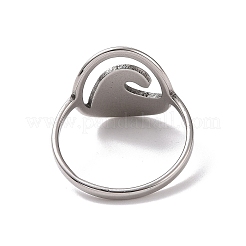 Anlaufgeschützter ovaler Fingerring aus 201er Edelstahl mit Wellenmuster&nbsp;RJEW-J051-40P