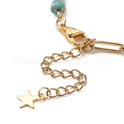 Armband aus natürlichem Imperialjaspis (gefärbt) mit Bambusperlen und goldenen 304 Edelstahlketten für Damen&nbsp;BJEW-JB09028