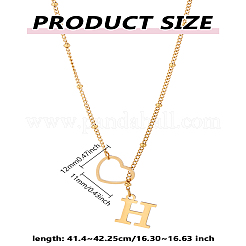 Collier lariat en acier inoxydable avec lettre et cœur pour femme 1 pièce&nbsp;NJEW-LP0002-87G-H