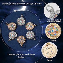 6 Stück 2 Farben Messing Micro Pave Zirkonia Anhänger&nbsp;ZIRC-BBC0003-68B