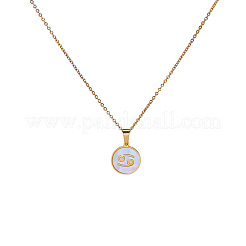 Colliers en acier inoxydable 304 avec pendentif rond plat en coquillage naturel et constellation pour femmes&nbsp;FS-WGBF66D-02