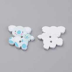 Boutons en bois imprimé avec 2 trou&nbsp;WOOD-S037-020