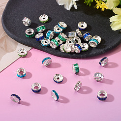 40 Stück 8 Stile Legierung Glas & Eisen Strass Abstandsperlen&nbsp;FIND-TA0008-70B