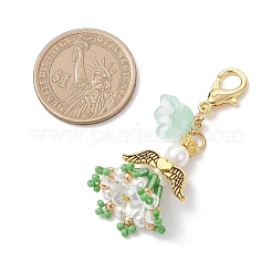 Decorazioni pendenti a forma di angelo con perline di vetro fatte a mano&nbsp;HJEW-MZ00381-01