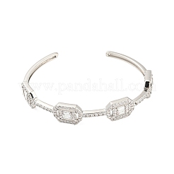 Bracelet à manchette ouverte en laiton plaqué en crémaillère&nbsp;EJEW-K245-53P