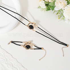 Nummer 6: Doppellagige Halsketten- und Armbandsets aus Legierung&nbsp;SJEW-CY0001-02
