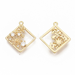 Messing Micro Pave klare Zirkonia Peg Bails Anhänger&nbsp;KK-T051-11G-NF