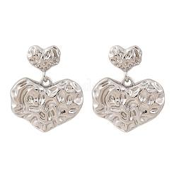 Boucles d'oreilles pendantes en laiton avec cœur martelé&nbsp;EJEW-R025-23P