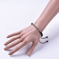 Bracelets de perles tressées en agate noire naturelle&nbsp;BJEW-JB04771-02