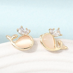 Boucles d'oreilles en laiton avec micro pavé de zircons cubiques pour femmes&nbsp;CU-CBAFF5B-10G