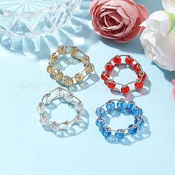 Runde Fingerringe aus Glasperlen&nbsp;RJEW-JR00679