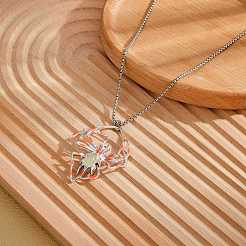 Lega smalto luminoso halloween ragno ciondolo catena scatola collane per donne uomini&nbsp;PW-WGC2D8E-04