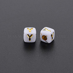 Undurchsichtige weiße Acrylperlen&nbsp;MACR-Q242-010Y