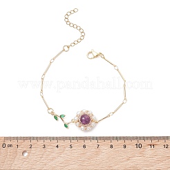 4 pulsera de eslabones con cuentas de circonita cúbica y perlas de concha&nbsp;BJEW-TA00712