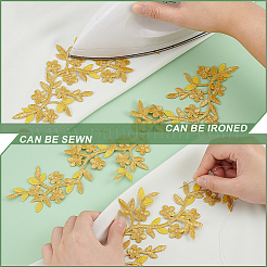 Patchs à coudre et à broder informatisés en tissu de fleur de prunier&nbsp;PATC-WH0021-004B