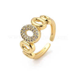 Anelli con polsino in ottone ovale micro pavé di zirconi cubici trasparenti per donna&nbsp;RJEW-S622-09G