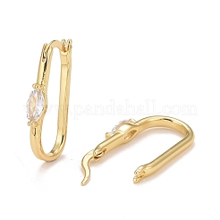 Boucles d'oreilles créoles ovales en zircone cubique transparente&nbsp;EJEW-C022-11G