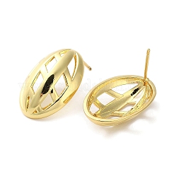 Boucle d'oreille ovale en laiton plaqué en rack&nbsp;EJEW-H099-07G