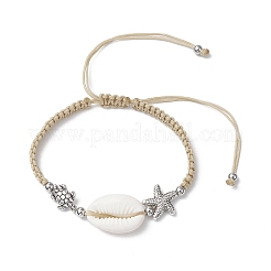 Pulseras de cuentas trenzadas de concha de cauri natural para mujer&nbsp;BJEW-JB11765-05