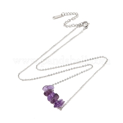 Colliers avec pendentif en copeaux d'améthyste naturelle&nbsp;NJEW-JN05097-03