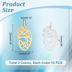 12 pendentif en acier inoxydable 201 de 2 couleurs&nbsp;STAS-UN0052-24