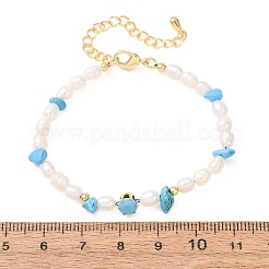 Bracelets en turquoise synthétique et perles de culture naturelles.&nbsp;GG-CBA3297-13G-E