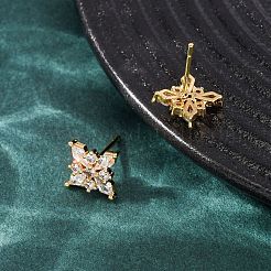 Aretes de circonita cúbica transparente con micropavé de latón para mujer&nbsp;EJEW-F418-18G