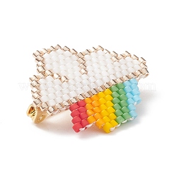 Geflochtene Wolke aus Glassamen mit Regenbogen-Broschennadel&nbsp;JEWB-MZ00001