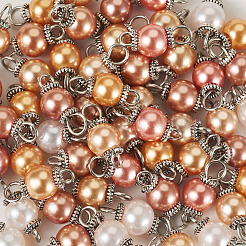 70 Stück 7 Farben Glasperlen runder Verbinder Charms&nbsp;PALLOY-TA00264
