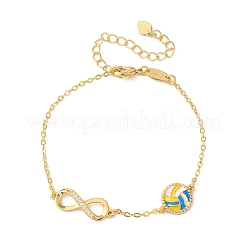 Braccialetti sportivi in ottone con micro pavé di zirconi cubici e maglie infinite&nbsp;LS-BJEW-D386-01B-G