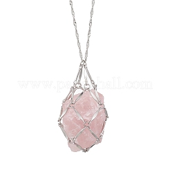 Collane con catena di Singapore con ciondolo a sacchetto vuoto in macramè in acciaio inossidabile 304&nbsp;NJEW-JN05285-03