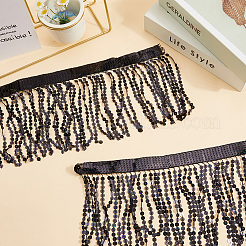 Bordure à franges et pompons en sequins de polyester&nbsp;OCOR-WH20071-002B