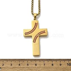 201 collane a catena con ciondolo a croce di grano in acciaio inossidabile per donne e uomini&nbsp;NJEW-B124-01G