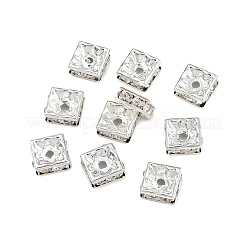 Perles d'espacement carrées en laiton et cristal strass&nbsp;RB-R031-42