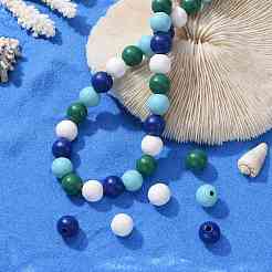 160 Stück 4 Farben Sommer Ozean Marine Stil lackiert Naturholz runde Perlen&nbsp;WOOD-LS0001-01G