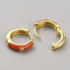Orecchini a cerchio smaltati con zirconi chiari&nbsp;EJEW-WH0004-39B
