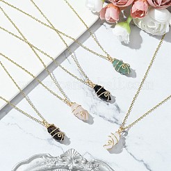Colliers à pendentif enveloppés de fil de cuivre&nbsp;NJEW-JN05025-01