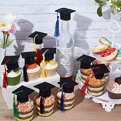 20 cappello da laurea in feltro mini bicolore con nappe&nbsp;AJEW-CP0010-11