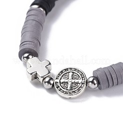 Cuentas de heishi de arcilla polimérica perlas pulseras elásticas&nbsp;BJEW-JB04447-01