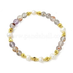 Bracelets extensibles ronds en quartz lodolite naturel&nbsp;BJEW-JB14060-03