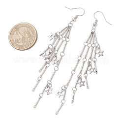 Boucles d'oreilles pendantes en forme d'étoile avec chaîne à maillons en laiton&nbsp;EJEW-JE06458