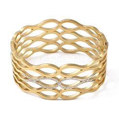 Brazalete con bisagras multicapa infinito con rhinestone de cristal&nbsp;BJEW-M313-03A-G