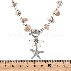 Collier avec pendentif étoile de mer en acier inoxydable 304&nbsp;NJEW-JN06567-02